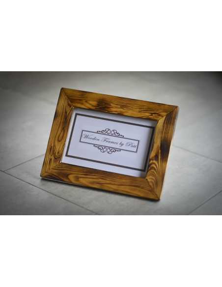 cadre photo en bois brulé clair avec patte chevalet