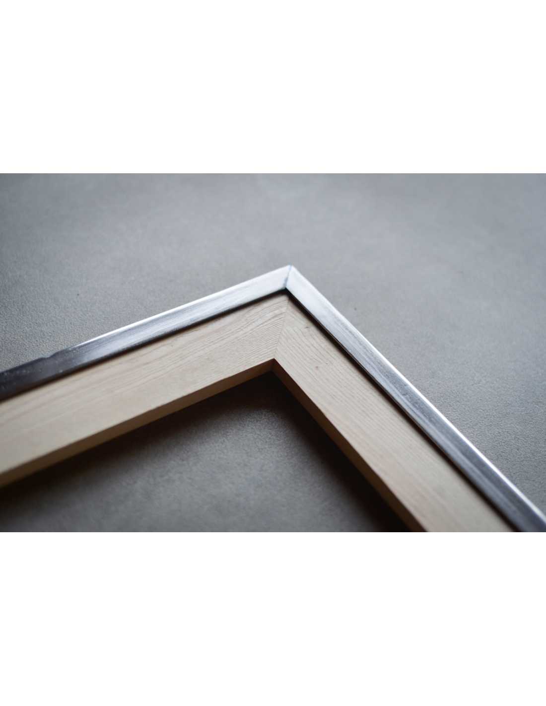 Cadre Photo 18x24 cm en bois et métal brossé avec verre minéral